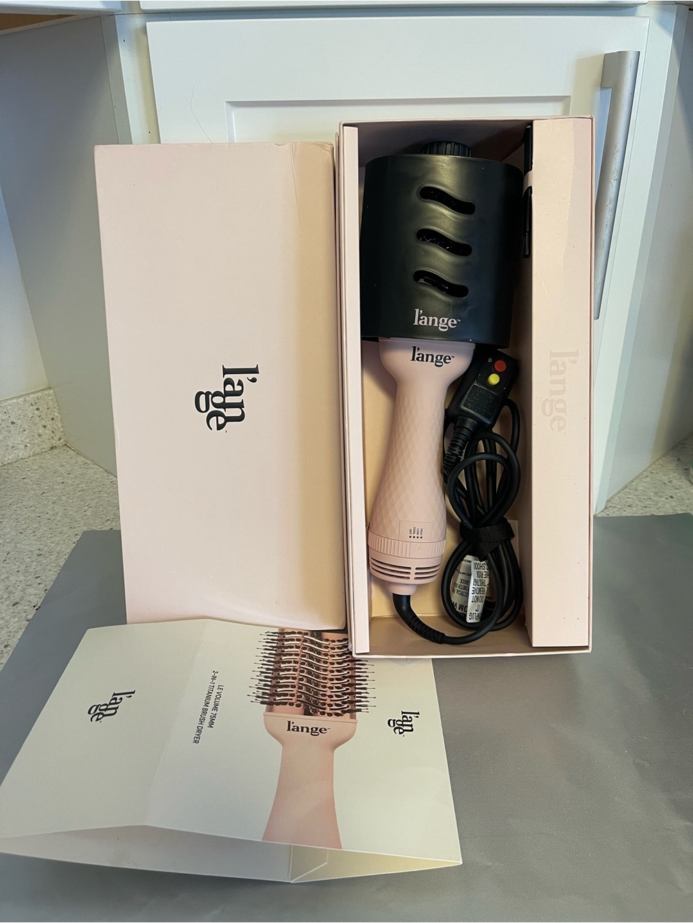 Lange Hair Le Volume Titanium 2 in 1 Hair Dryer Volumizer Brush 60mm Blush 🆕